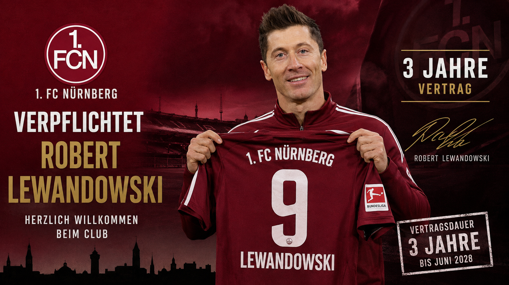 FC Nürnberg verpflichtet Robert Lewandowski für drei Jahre